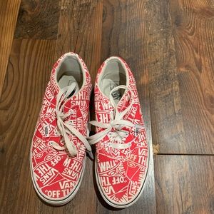 Vans red and white youth shoe
